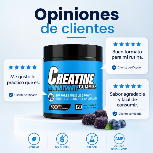 Creatina Monohidratada en Gummies Sabor Blueberry (120 Un.)