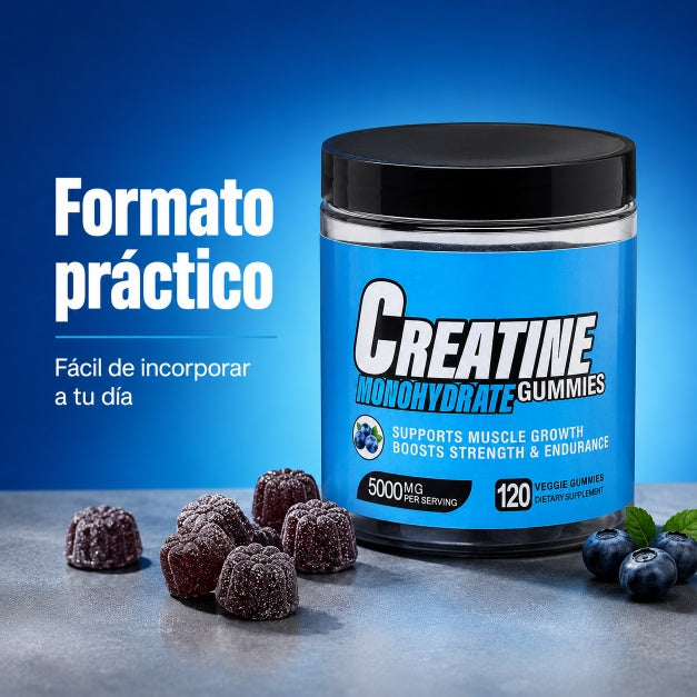 Creatina Monohidratada en Gummies Sabor Blueberry (120 Un.)